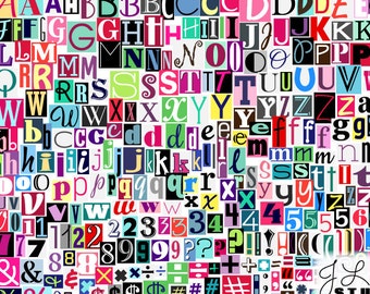 Digital Magazine Cutout Alphabet-Ransom Note Letters-Numbers-Clipart Alphas-Scrapbook-Greeting Cards-Invitations-Instant Download Clip Art