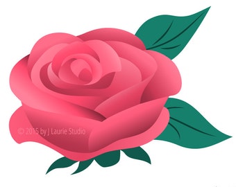 Digital Clipart-Clipart Singles-Pink Rose-Pink Flower-Rose-Graphics-Image-Digital Scrapbook Element-PNG-Instant Download Clip Art