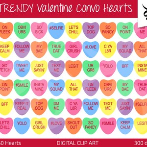 Heart Clipart, Heart Candy Clip Art, Sweethearts Candy Clipart, Conversation  Hearts Clipart Commercial & Personal BUY 2 GET 1 FREE 