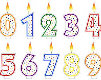 Digital Clipart Birthday Candles-Number Candles-Rainbow Party-Pride-Candle-Scrapbooking-Birthday Cards-Invitations-Instant Download Clip Art