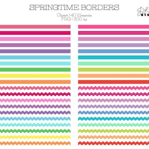 Borders-Springtime-Digital Clipart Borders-Commercial Use-Ric Rac-Zig Zag-Invitations-Spring-Scrapbook Elements-Instant Download Clip Art