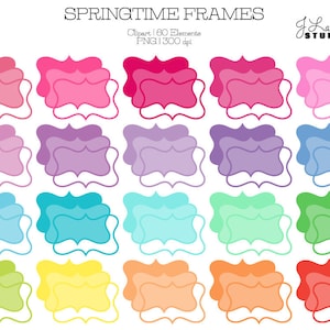 Cadres-Springtime-Digital Clipart Frames-Commercial Use-Text Boxes-Borders-Invitations-Spring-Scrapbook Elements-Instant Download Clip Art