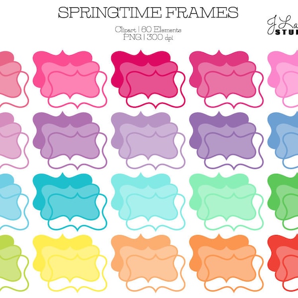 Frames-Springtime-Digital Clipart Frames-Commercial Use-Text Boxes-Borders-Invitations-Spring-Scrapbook Elements-Instant Download Clip Art