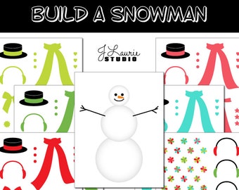 Digital Printable Activity-Build a Snowman-DIY Snowman-Snow Clipart-Christmas-Holiday Cards-DIY-Scrapbooking-Instant Download Clip Art