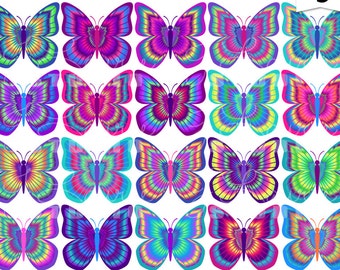 Digital Clipart Butterflies-Tie-Dye Butterflies-Tie-Dyed Clip Art-Psychedelic-Butterfly Wings-Tattoo Art-Scrapbook Elements-Instant Download