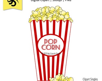 Digital Clipart-Clipart Singles-Popcorn-Movie Pop Corn-Movie Night-Image-Digital Scrapbook Element-PNG-Instant Download Clip Art