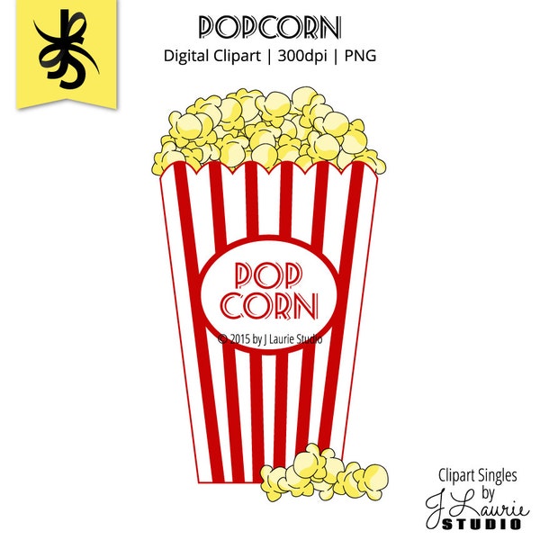 Digital Clipart-Clipart Singles-Popcorn-Movie Pop Corn-Movie Night-Image-Digital Scrapbook Element-PNG-Instant Download Clip Art