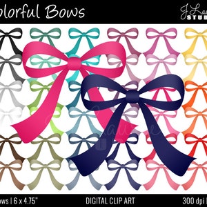 Digital Clipart-Colorful Bows-Clipart Bows-Ribbon-Digital Bows-Digital Ribbons-Bright Colors-Rainbow Pack-Hair Bow-Instant Download Clip Art