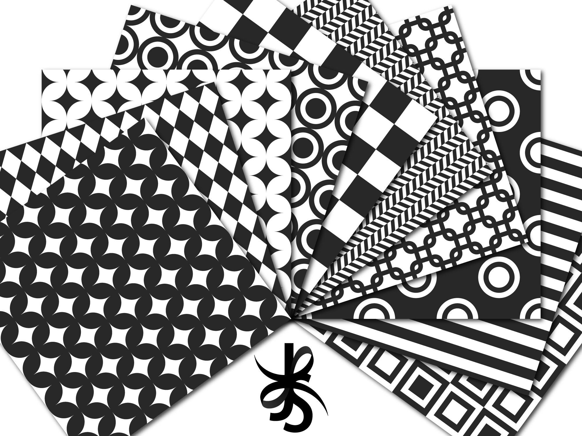 Mod Patterns-charcoal Gray-digital Scrapbook Papers-commercial Use ...