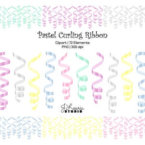 Pastel curling lint-digitale Clipart-Baby Clipart-Curly-Baby Shower-roze-blauw-geel-confetti-Instant Clip Art downloaden-commercieel gebruik