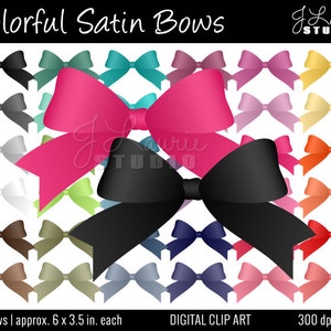 Digital Clipart-Colorful Satin Bows-Clipart Bows-Clipart Ribbons-Digital Bows-Bow Clipart-Colorful Satin Ribbons-Instant Download Clip Art