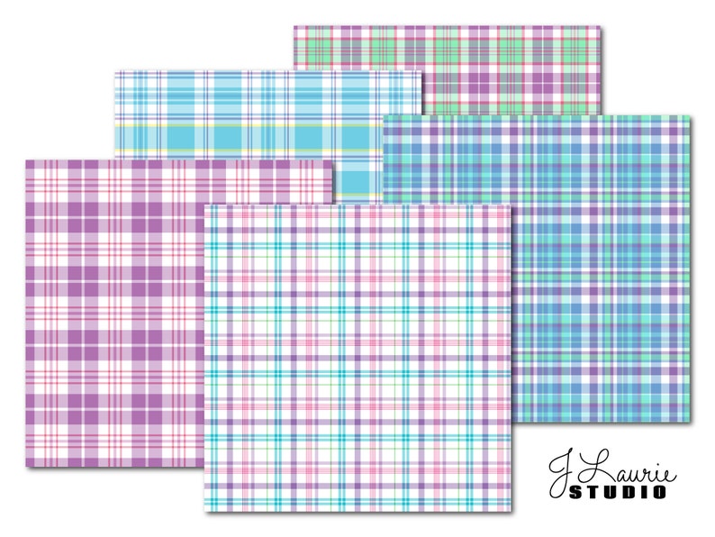 Plaid-springtime-digital Scrapbook Papers-commercial Use-preppy ...