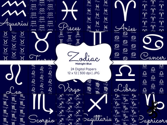 Zodiac Signs-Digital Scrapbook Papers-Commercieel Gebruik.