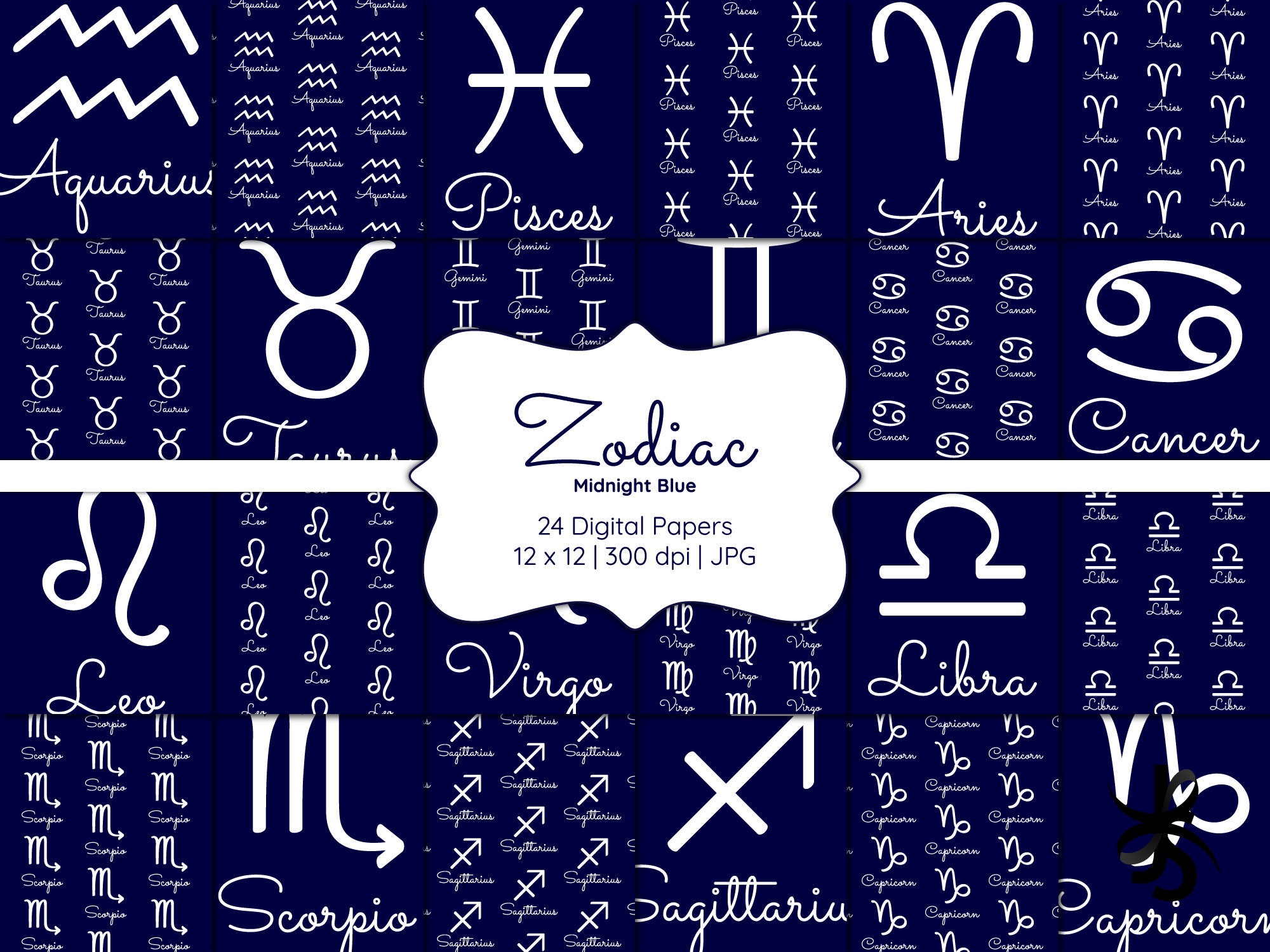 Zodiac Signs-digital Scrapbook Papers-commercial - Etsy New ...