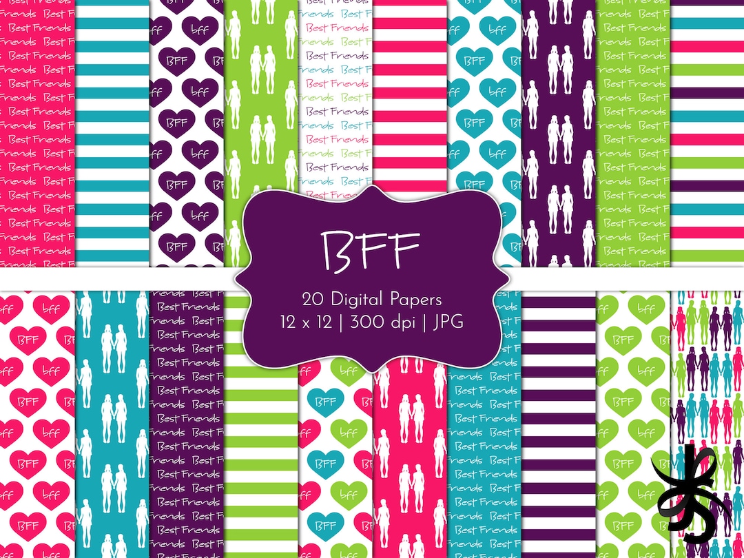 Bff-digital Scrapbook Papers-commercial Use-friendship-best Friends ...