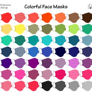 Clipart Gesichtsmasken-Kommerzielle Nutzung-Digitale Gesichtsmaske-Virus-Quarantäne-Medizinische Clipart-Krankenschwester-Arzt-Bright Colors-Instant Download Clip Art