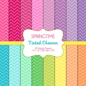 Getinte Chevron-Springtime-digitale Scrapbook Papers-commercieel gebruik-geometrische patronen-Zig Zag-Preppy-roze-geel-afdrukbare-Instant Download