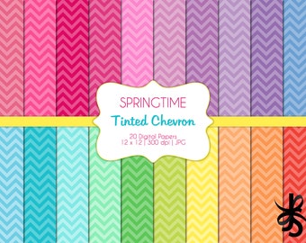 Tinted Chevron-Springtime-Digital Scrapbook Papers-Commercial Use-Geometric Patterns-Zig Zag-Preppy-Pink-Yellow-Printable-Instant Download