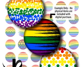 Digital Collage Sheet-Pride-1 Inch Circles-Stickers-Tiles-Pendants-Magnets-Buttons-Gay Pride-Equality-Rainbow-Gay Flag-Instant Download
