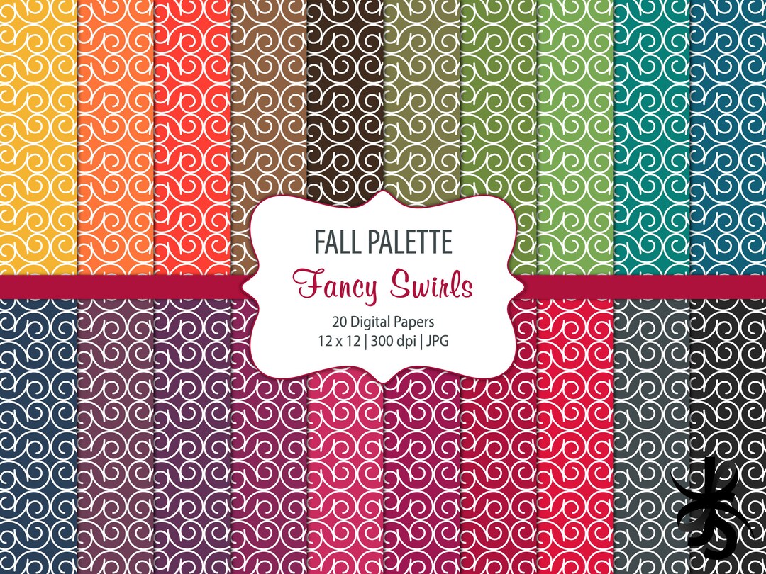 Fall Color Swirls Fancy Swirls-fall Colors-digital Scrapbook Papers-commercial Use-fancy ...