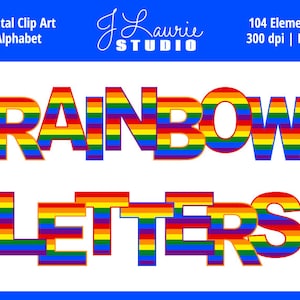 Digitale alfabet Letters Clipart-Rainbow Party Patterns-Pride-Alphas-Scrapbooking-Wenskaarten-Invitations-Instant Download Clip Art