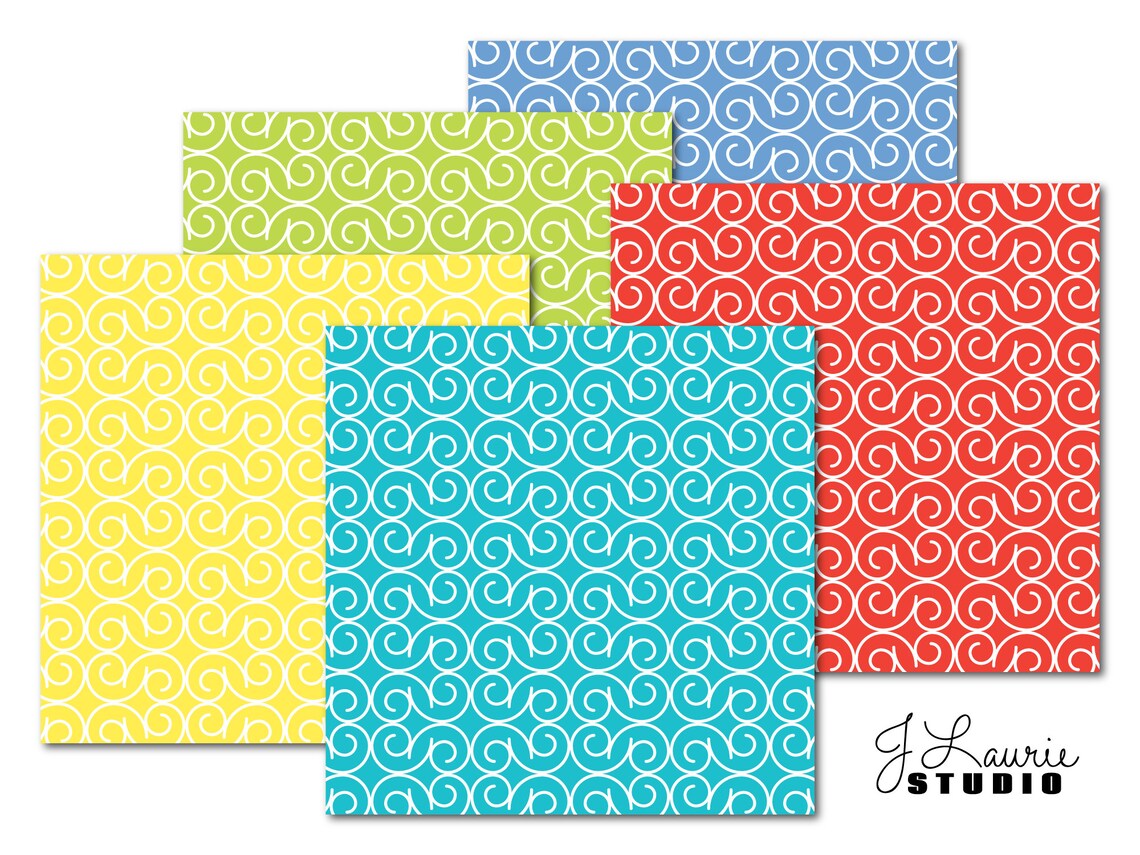 Fancy Swirls-springtime-digital Scrapbook Papers-commercial - Etsy