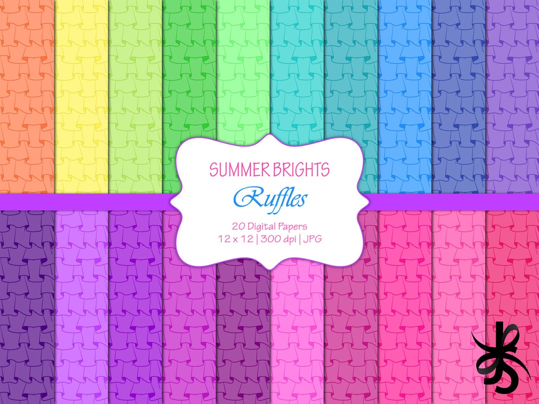 Ruffles-summer Bright Colors-digital Scrapbook Papers-commercial Use ...