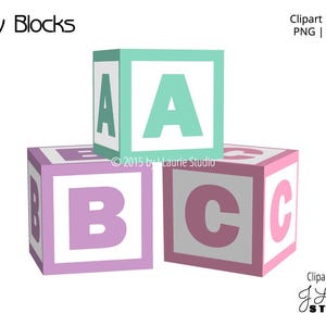 Baby Blocks Digital Clipart-Alphabet Blocks-Baby Shower-Graphics-Digital Scrapbook Element-PNG-Instant Download Clip Art-Commercial Use