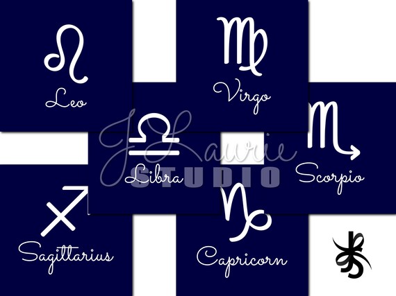 Zodiac Signs-Digital Scrapbook Papers-Commercial Use-Astrology.