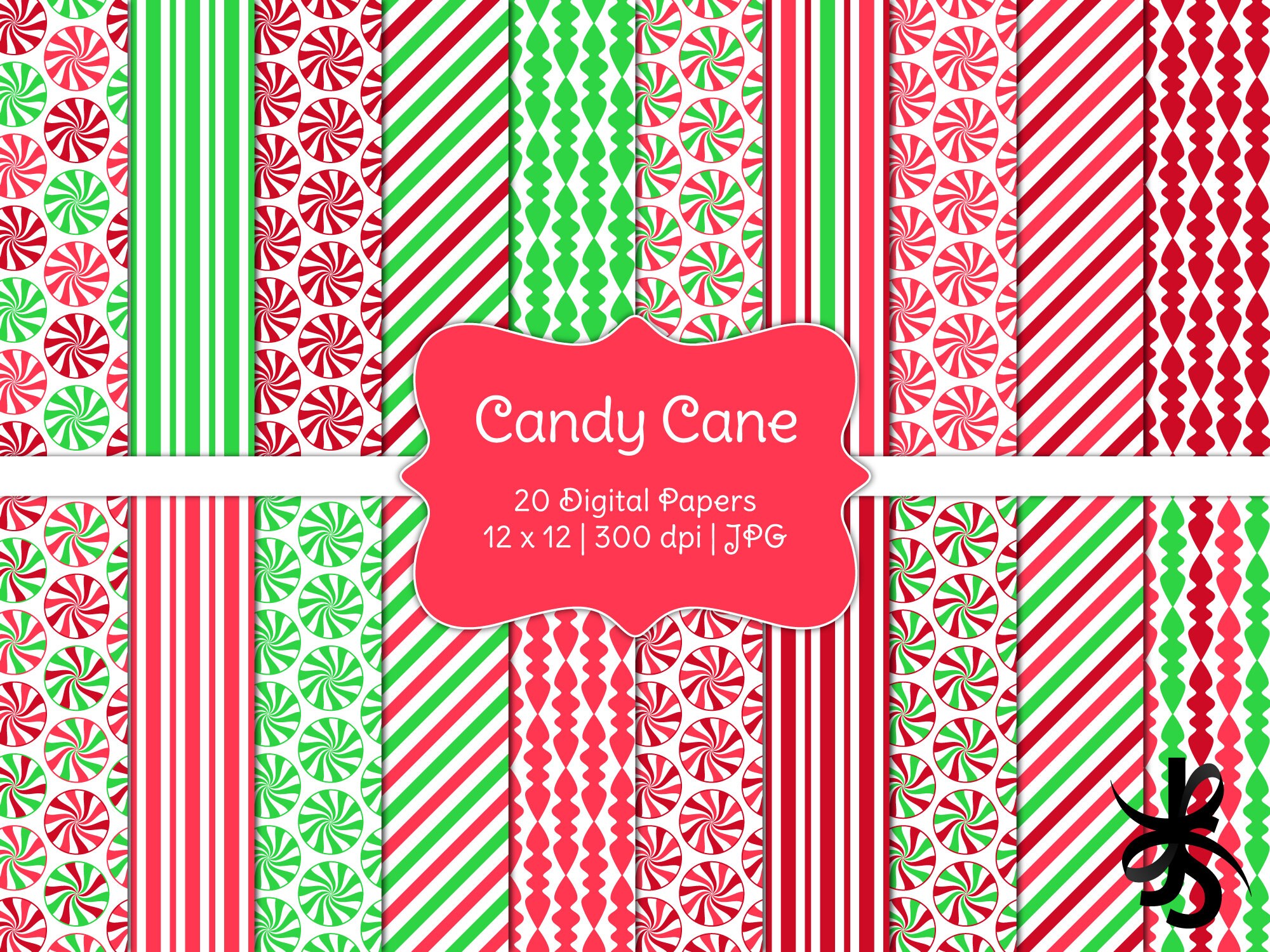 Printing & Printmaking Candy Cane Digital Paper Materials