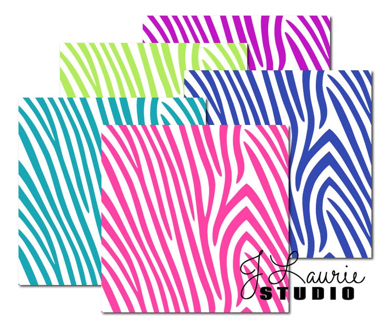 Digital Scrapbook PapersSummer Brights Zebra PrintAnimal Etsy