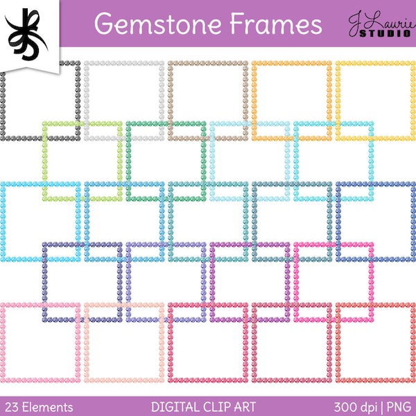 Gemstones Digital Clipart-Gemstone Frames-Elements-Jewels-Digital Frames-Diamonds-Crystals-Stones-Sapphire-Emerald-Instant Download Clip Art