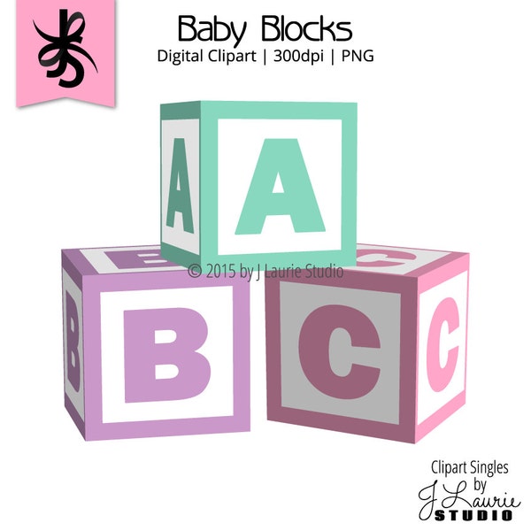 Digital Clipart-Clipart Singles-Baby Blocks-Alphabet Blocks-Baby Shower-Graphics-Digital Scrapbook Element-PNG-Instant Download Clip Art