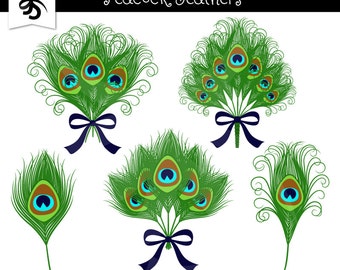 Peacock Feathrs-Digital Clipart-Feather Fans-Peaock Clipart-Clipart-Scrapbooking-Invitations-Wedding-Instant Download Clip Art