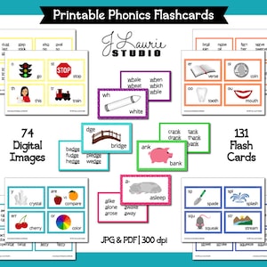 Phonics Flashcards-Phonics Lesson-Printable Phonics Flashcards-Grammatica-Onderwijs-Teachers-Printables-Learning-Flash Cards-Direct downloaden