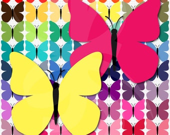 Digital Clipart-63 Colorful Butterflies-Bright Colors-Rainbow-Digital Butterfly-Instant Download Clip Art