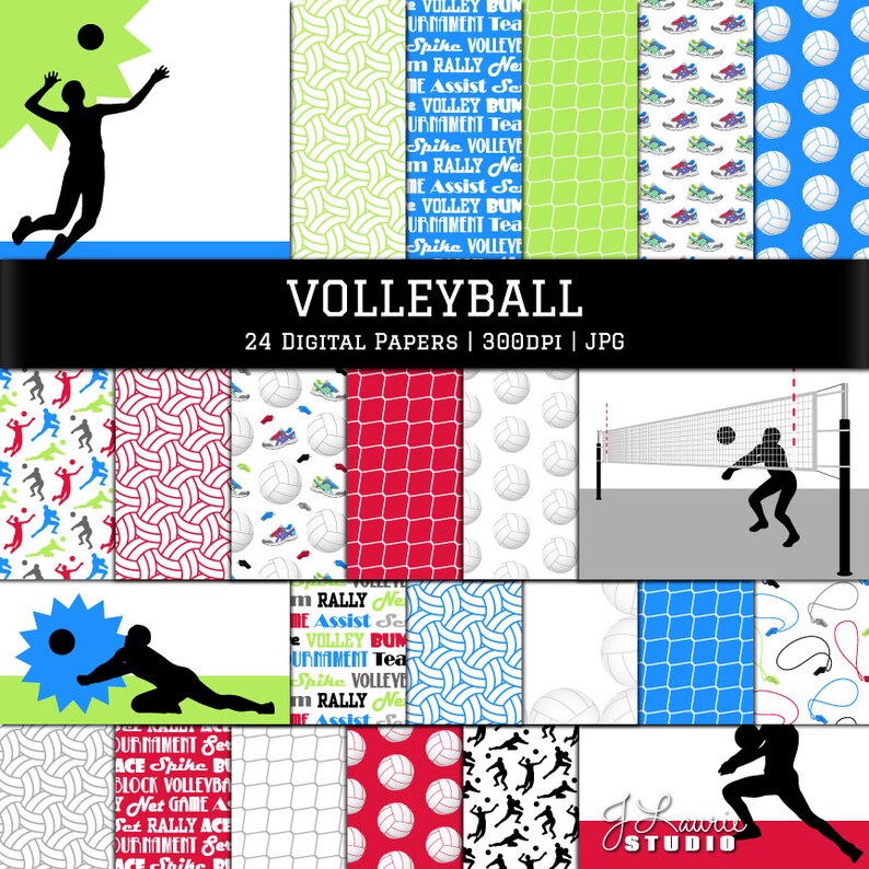 Digital Scrapbook PapersVolleyball PapersVolleyball Etsy