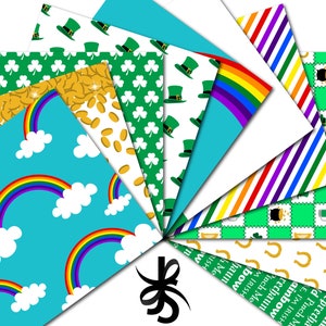 Saint Patrick's Day-Digital Scrapbook Papers-Commercial Use-Patterns-Shamrocks-Clovers-Green-Rainbows-Lucky-Irish-Instant Download Clip Art image 7