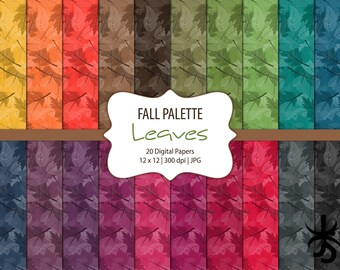 Leaves-Fall Colors-Digital Scrapbook Papers-Commercial Use-Nature-Trees-Foliage-Autumn-Thanksgiving-Printable-Instant Download