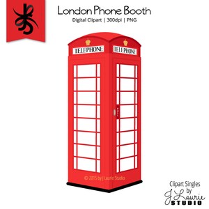 Digital Clipart-Clipart Singles-Telephone Booth-London Phone Booth-Red Phone Booth-Digital Scrapbook Element-PNG-Instant Download Clip Art