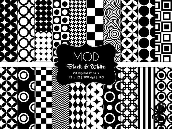 Mod Patterns-black and White-digital Scrapbook | Etsy