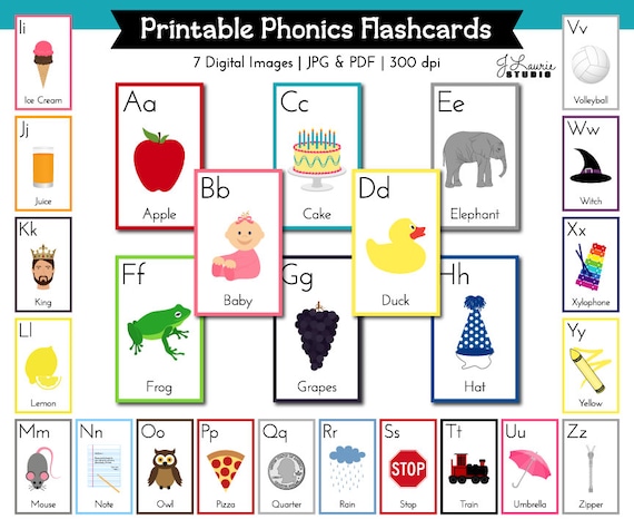 Alphabet Flashcards Alphabet Lesson Printable ABC Flash Etsy