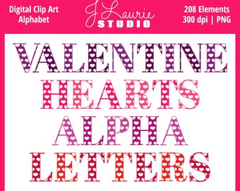 Digital Alphabet Letters Clipart-Valentine Hearts Alpha Letters-Digital Hearts-Scrapbook Letters-Valentine Letters-Instant Download Clip Art