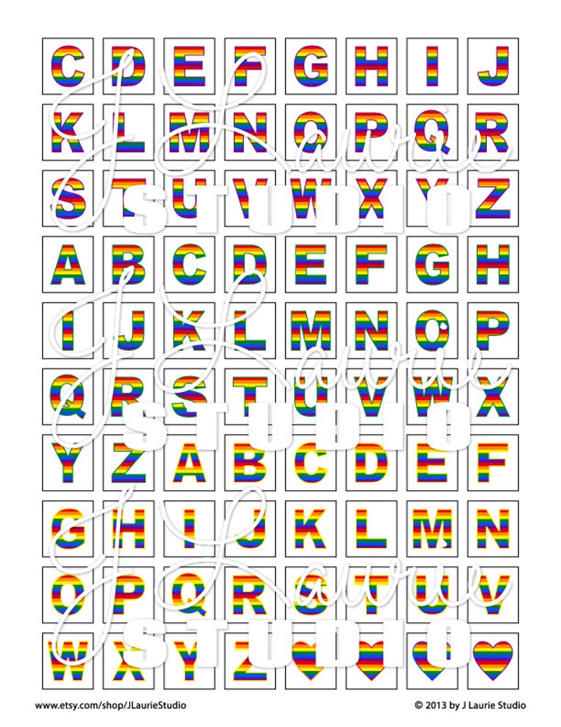 Digital Collage Sheet-rainbow Letters-scrabble Tiles-scrabble Letters ...