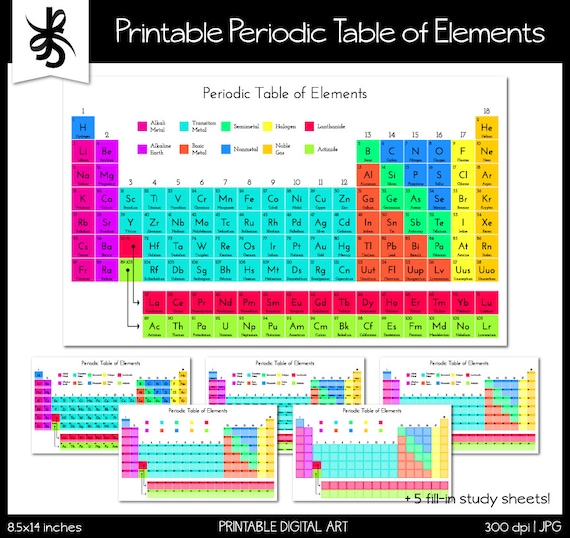 full page large print printable periodic table periodic
