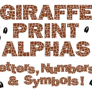 Girafa Imprimir Letras do alfabeto digital Clipart-Animal Print-Números-Alfas-Scrapbook-Zoo-Download instantâneo Clip Art-Uso comercial