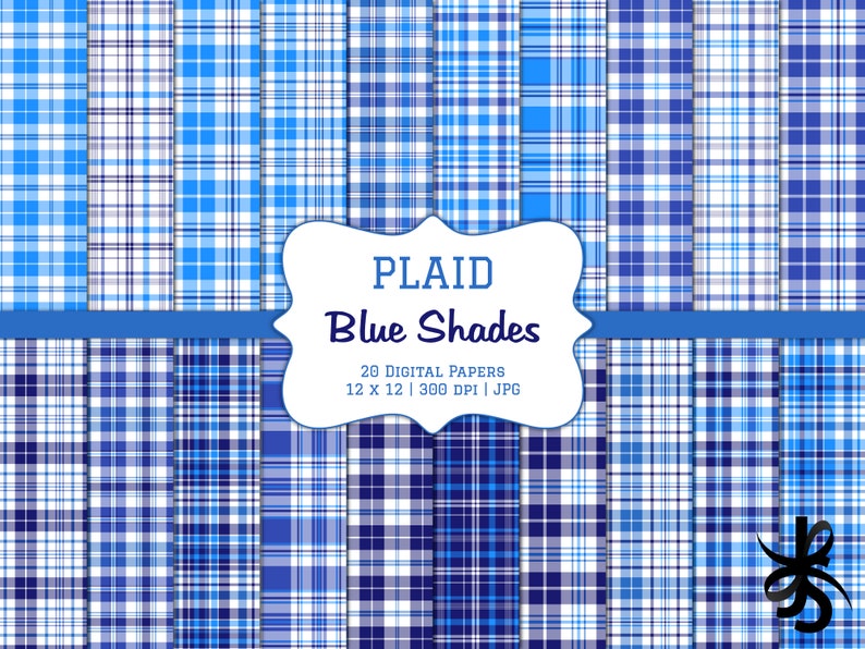 Blue Plaid-Digital Scrapbook Papers-Commercial Use-Navy-Boy-Preppy-Tartan-Wallpaper-Backgrounds-Instant Download Clip Art 