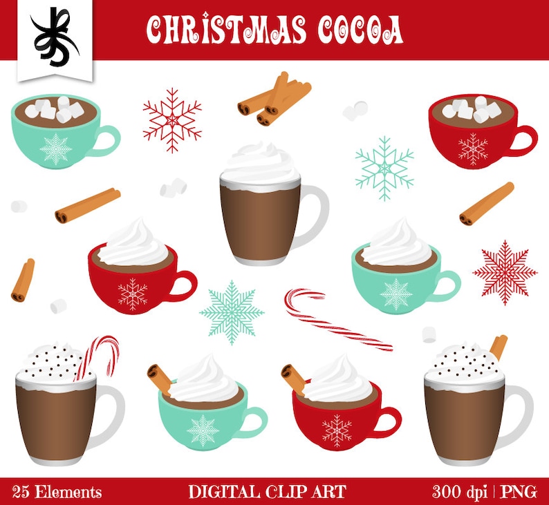 Digital Clipart-Christmas Cocoa-Hot Chocolate-Holiday | Etsy