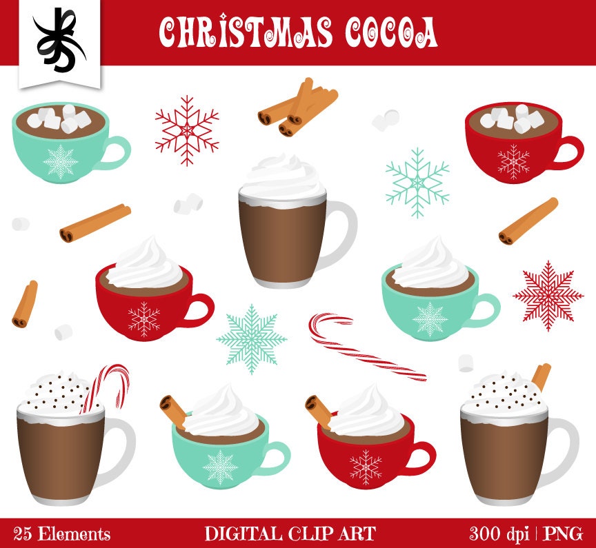 Digital Clipart-christmas Cocoa-hot Chocolate-holiday - Etsy