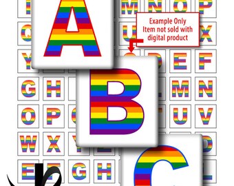 Digital Collage Sheet-Rainbow Letters-Scrabble Tiles-Scrabble Letters-Pendant Necklace Art-Alphas-Digital Squares-Pride-Instant Download
